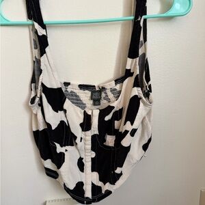 Black and White Cow Print Corset Top